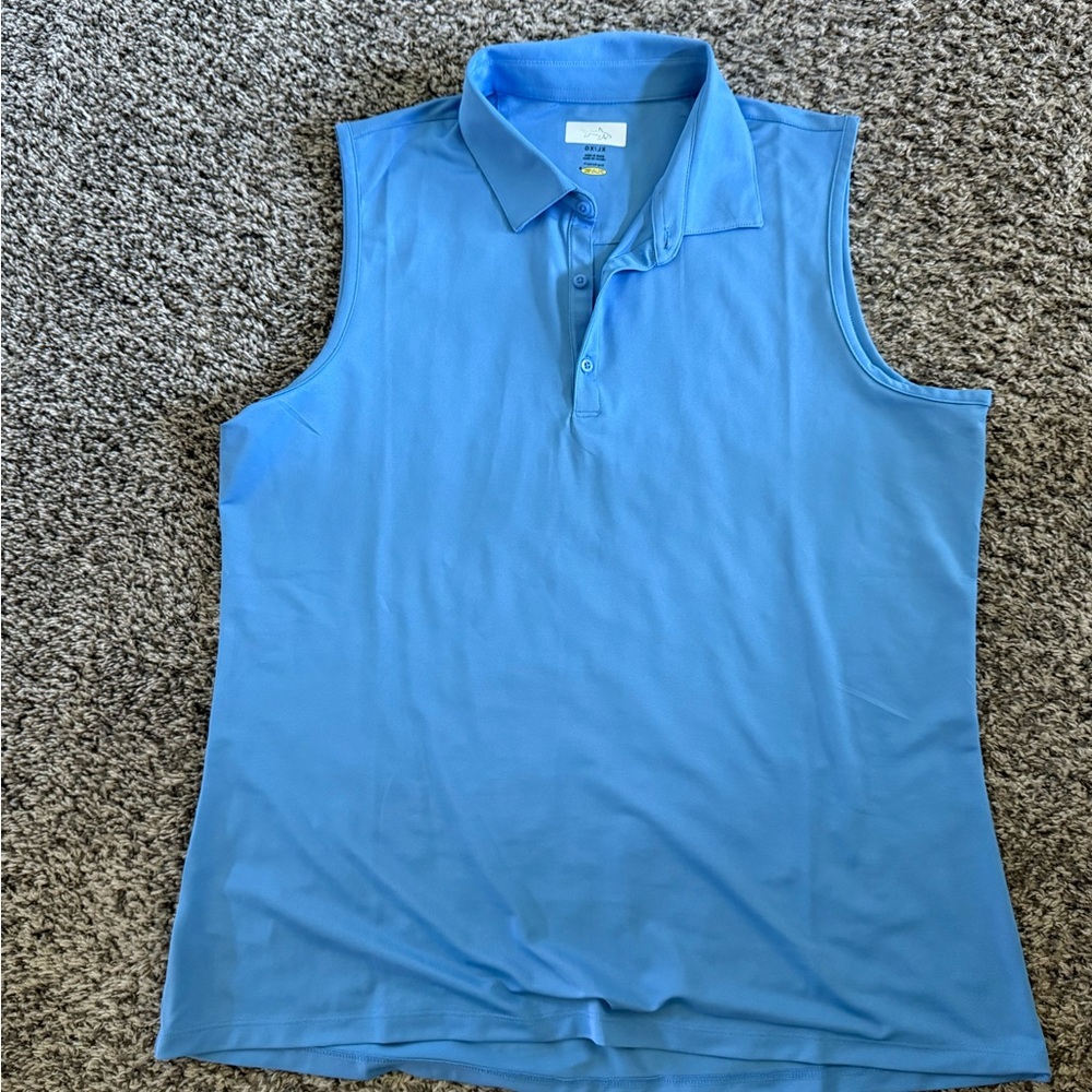 Greg Norman Collection Blue Sleeveless Polo Top